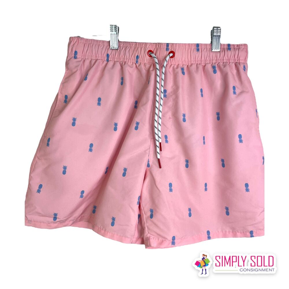 Mens Sm‎ Swim Trunks No Brand Mesh Lining Shorts Drawstring Pink Blue Pineapples